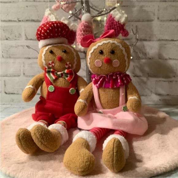 Plush Christmas Gingerbread Boy and Girl Shelf Sitting - Picture 2 of 4
